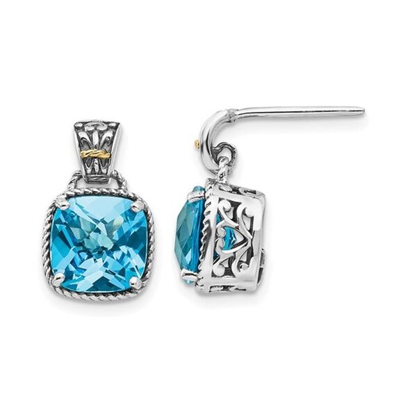 1.90 Carat (ctw) Blue Topaz Dangle Earrings in Sterling Silver
